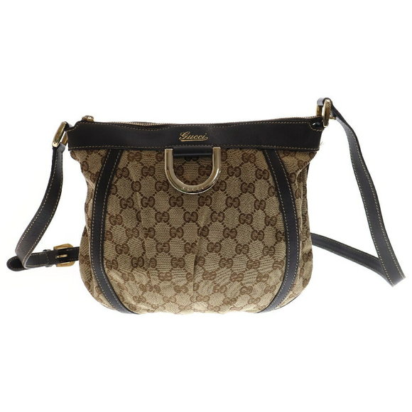 Gucci GG Canvas Shoulder Bag Abbey Brown Leather - Picture 1 of 5